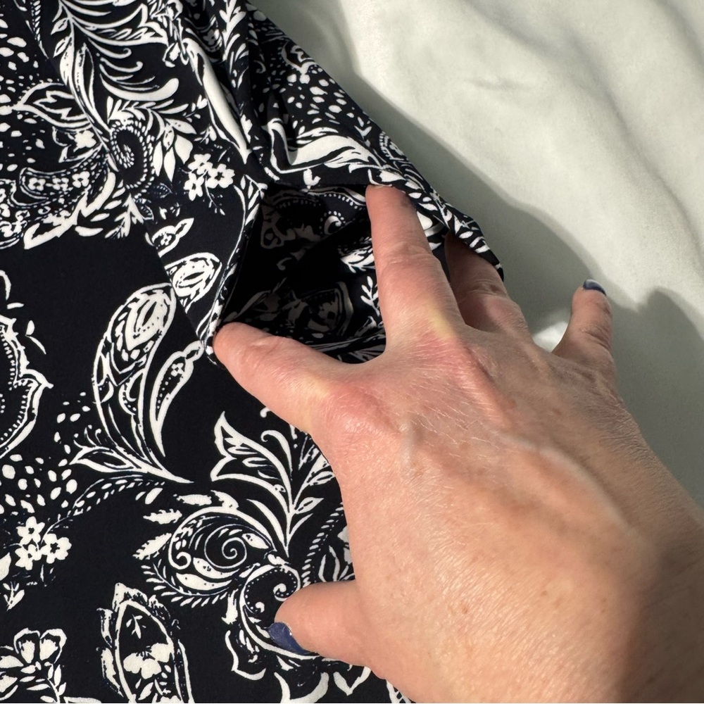 Laura Petites Navy & White Paisley Shift Dress | Size XS (Petite) Mini - Picture 6 of 11